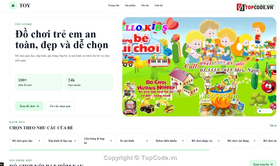website,đồ chơi trẻ em,đồ án website